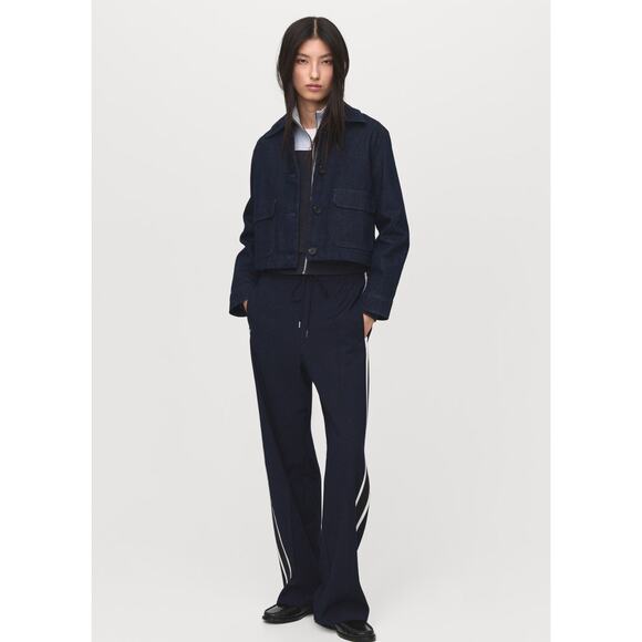 MANGO Contrast Stripe Straight Pants Navy - XXS - Picture 3 of 7